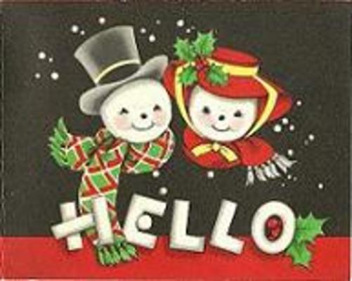 Product picture Vintage 1950 s Christmas Card 1 - Hello Mr. & Mrs. Snowman